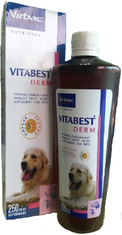 Virbac Vitabest Derm Skin Supplement for dogs and cats 250 ml Pet Health Supplements(250 ml)