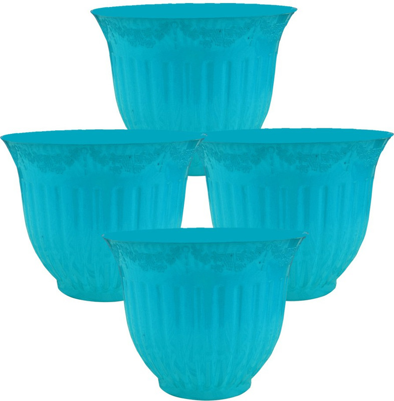 Shopvalley Garnet Pot Blue Plant Container(Plastic, External Height - 19.5 cm)
