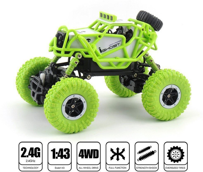 skediz Dirt Drift Remote Controlled Rock Crawler RC Monster Car, 4 Wheel Drive(Green)