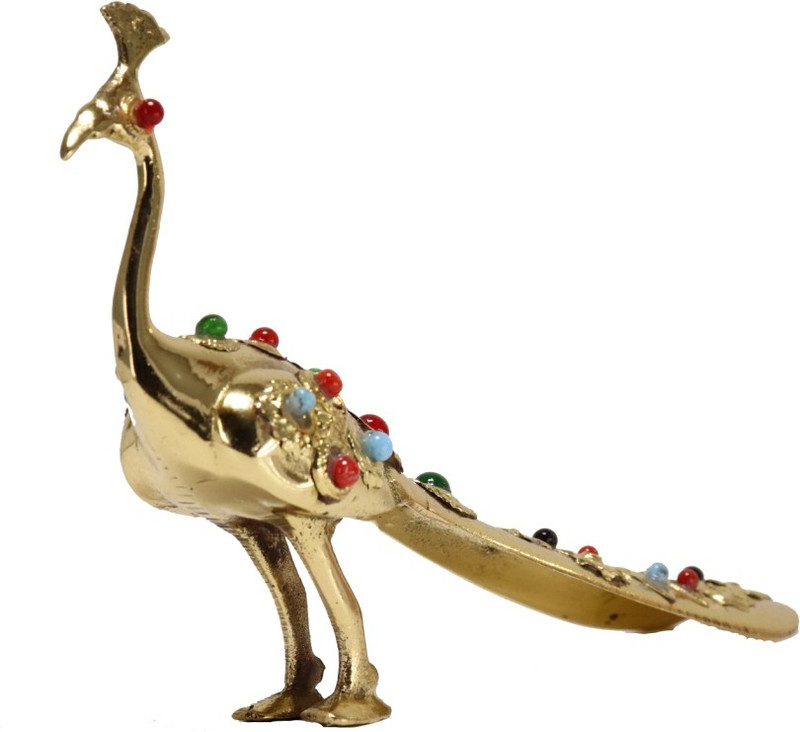 klickindia METAL PEACOCK ( L 15.00 CM X H 9.00 CM ) Decorative Showpiece  -  9 cm(Brass)