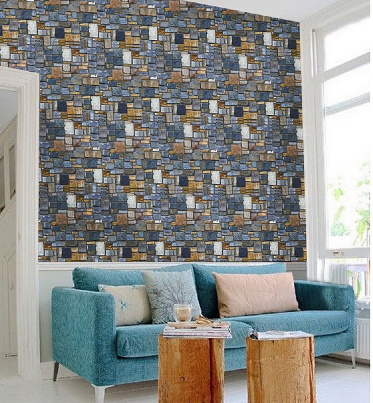 univocean 3D Modern Stone Wallpaper, Wall Poster(Multicolor)