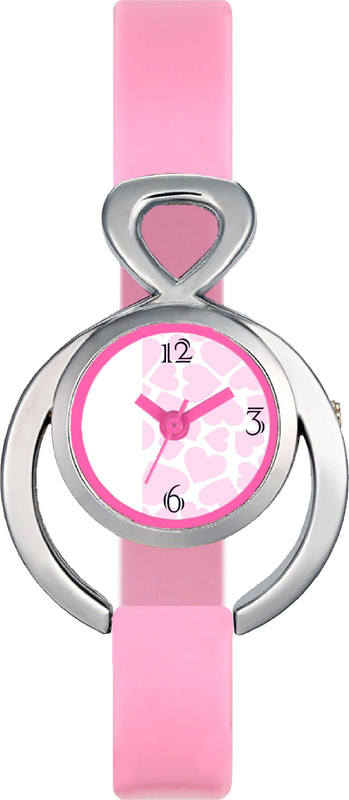 high look VL13 SILVER ROUND RING PINK BELT WATCH FOR WOMAN NEW DIAMOND RING CASH PU BELT FOR WOMAN FAST Analog Watch  - For Women