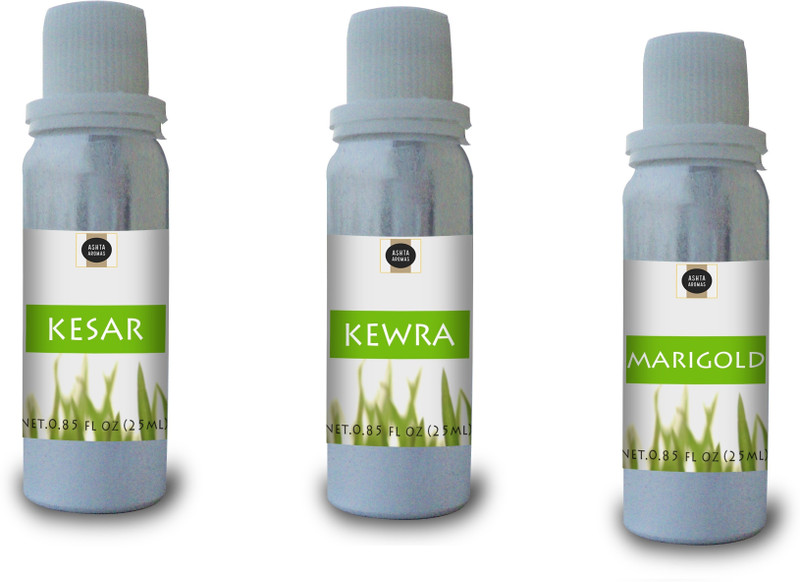 ASHTAAROMAS Kesar, Kewra and Marigold Attar (3 Pcs Combo of 25 ML Each) Herbal Attar(Saffron)