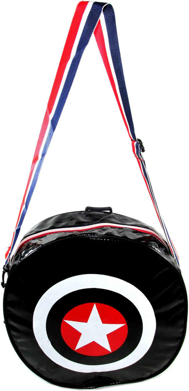ehuntz Captain America shield with 2 hanging option, school Bag Waterproof Sling Bag(Black, 14 inch)