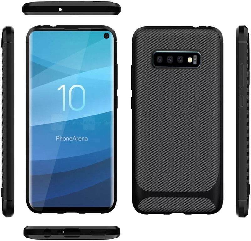 trucovers Back Cover for For Samsung Galaxy S10 Plus ( Anti-shock Carbon Fiber Cover )(Matte black, Grip Case, Silicon)