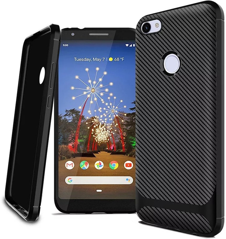 trucovers Back Cover for For Google Pixel 3a Xl ( Anti-shock Carbon Fiber Cover )(Matte black, Grip Case, Silicon)