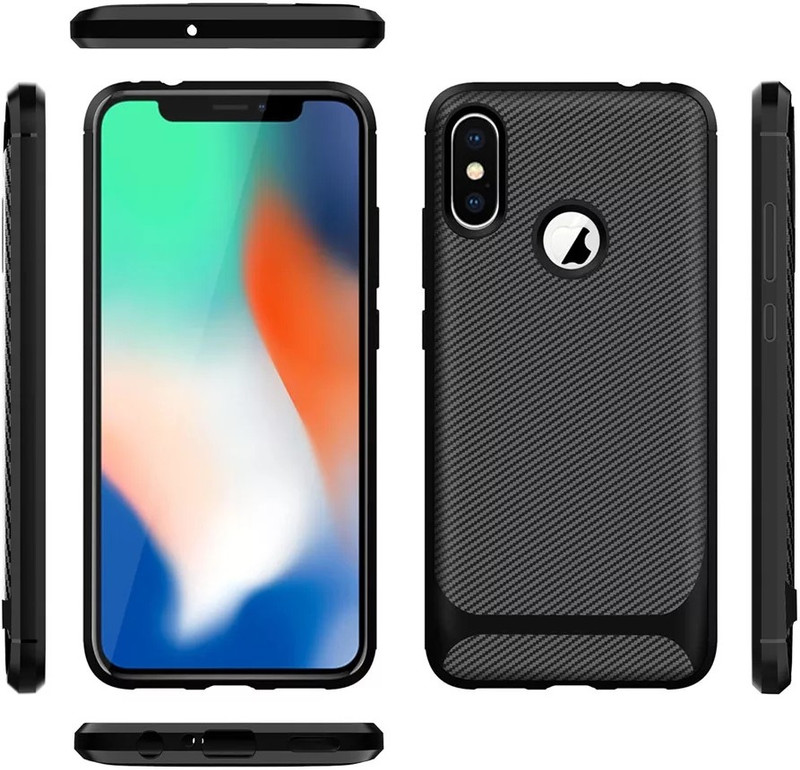 trucovers Back Cover for For Iphone X ( Anti-shock Carbon Fiber Cover )(Matte black, Grip Case, Silicon)