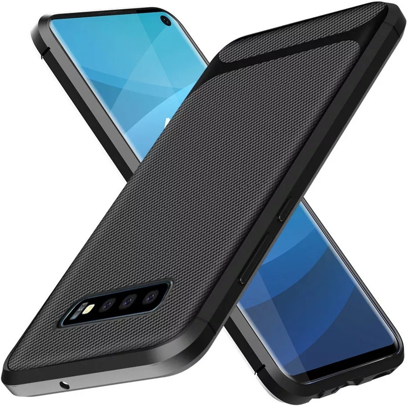 trucovers Back Cover for For Samsung Galaxy S10 ( Anti-shock Carbon Fiber Cover )(Matte black, Grip Case, Silicon)