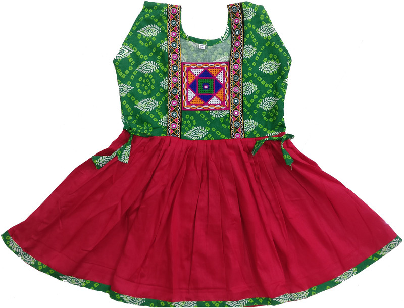 aadika Girls Midi/Knee Length Festive/Wedding Dress(Red, Sleeveless)