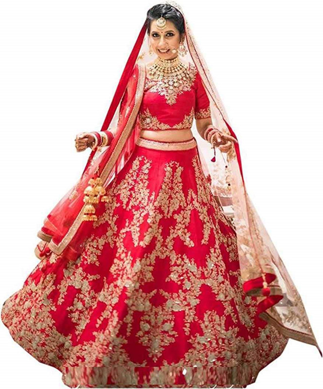 veer nx Embroidered Semi Stitched Lehenga Choli(Red)