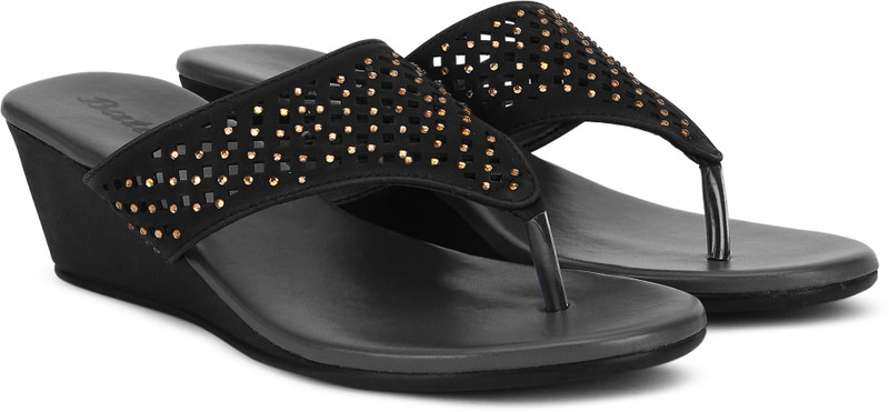bata black wedges