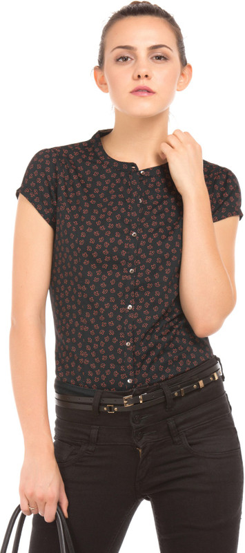 Arrow Women Printed Casual Black Shirt