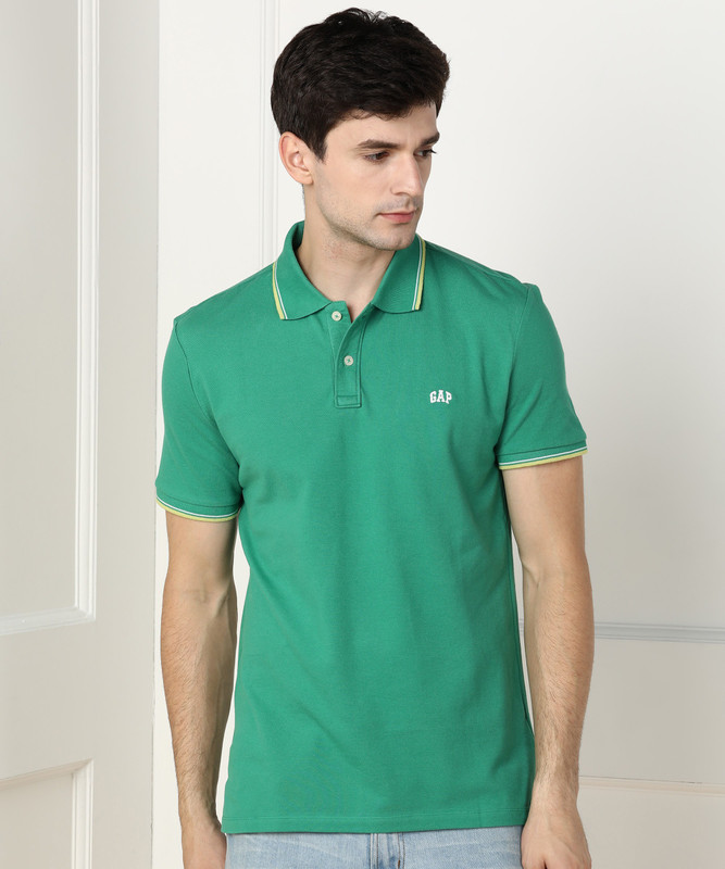 Buy GAP Striped Men Polo Neck Green T Shirt Online at desertcartKUWAIT