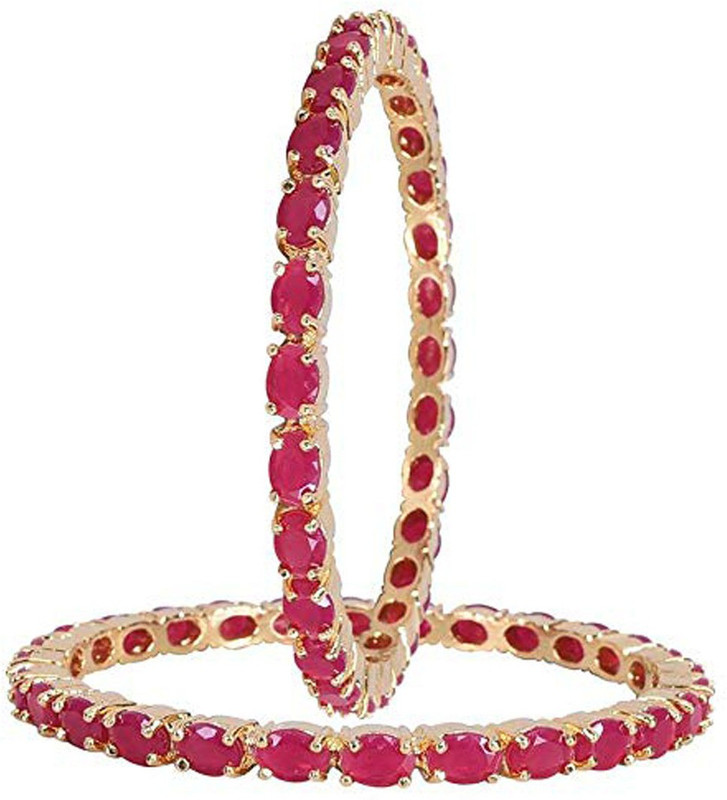 anika fashion house Metal Ruby Gold-plated Bangle Set(Pack of 2)