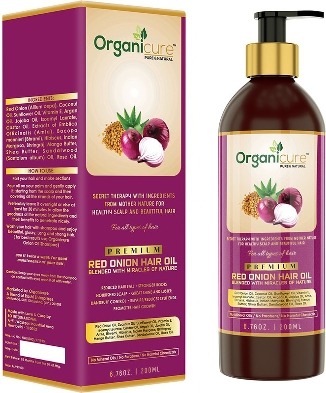Organicure Red Onion Oil For Hair Growth With Bhringraj Castor