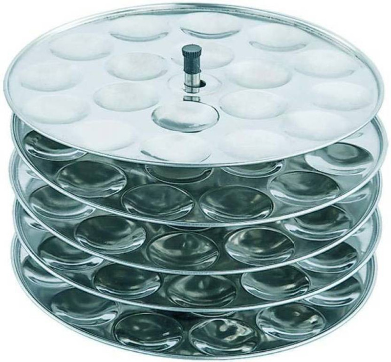 sahajavi Mirror Finished Stainless Steel 5 Plates Mini Idly Stand/Plates Standard Idli Maker(5 Plates , 90 Idlis )