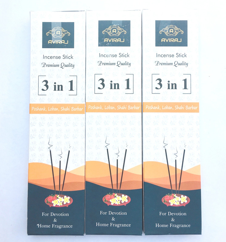 aviraj Premium Incense Stick 3-in-1(Pack of 2) Poshak, Shahi Darbar, Loban Agarbattis(56 Units)