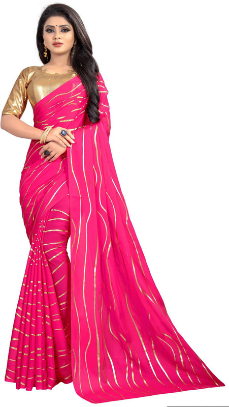 vinayak trendz Printed Fashion Poly Georgette Saree(Pink)