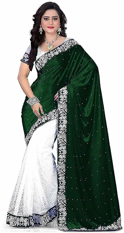 shriji fashion Self Design Daily Wear Velvet Saree(Dark Green)