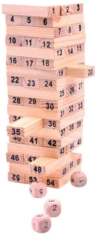 tiddlewink zenga 48 piece wooden building block stacking(Beige)