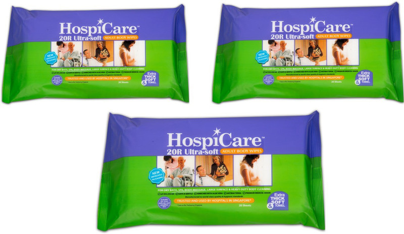 hospicare HOSPICARE-ADULT BODY WIPES-SET OF 3 PACKS(20 Pieces)