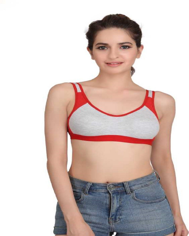 pranidh bySport Bra Red and Grey combination Sport bra Girls,women Size ( 30,32,34,36,38,40) Women, Girls Sports Non Padded Bra(Red)