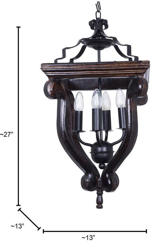 fos lighting Fos Lighting Coastal 4 Light Stained Wood and Wrought Pendant Light Chandelier Ceiling Lamp