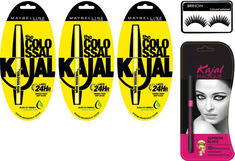 brinon colo and lory kajal and eye lashesh(5 Items in the set)