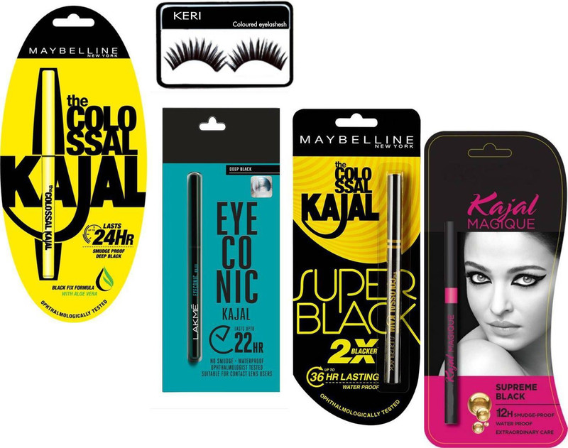 keri colo,sup,lory,iconic kajal and eye lashesh(5 Items in the set)