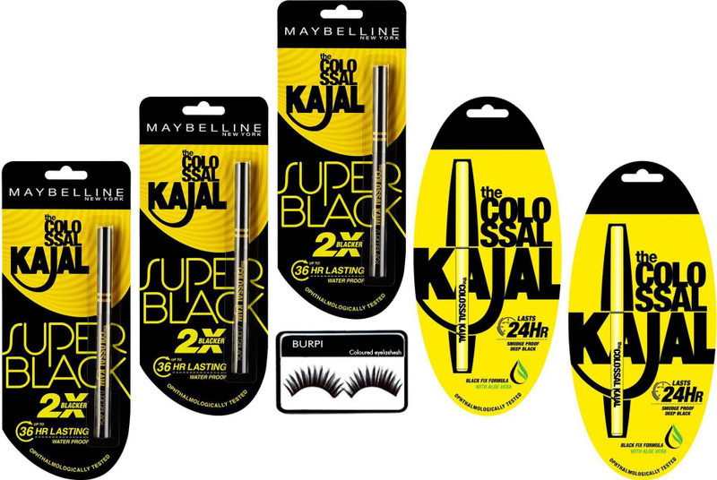 burpi colo and sup kajal and eye lashesh(6 Items in the set)