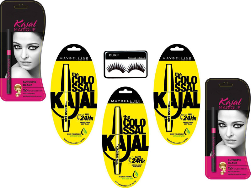 burpi colo and lory kajal and eye lashesh(6 Items in the set)