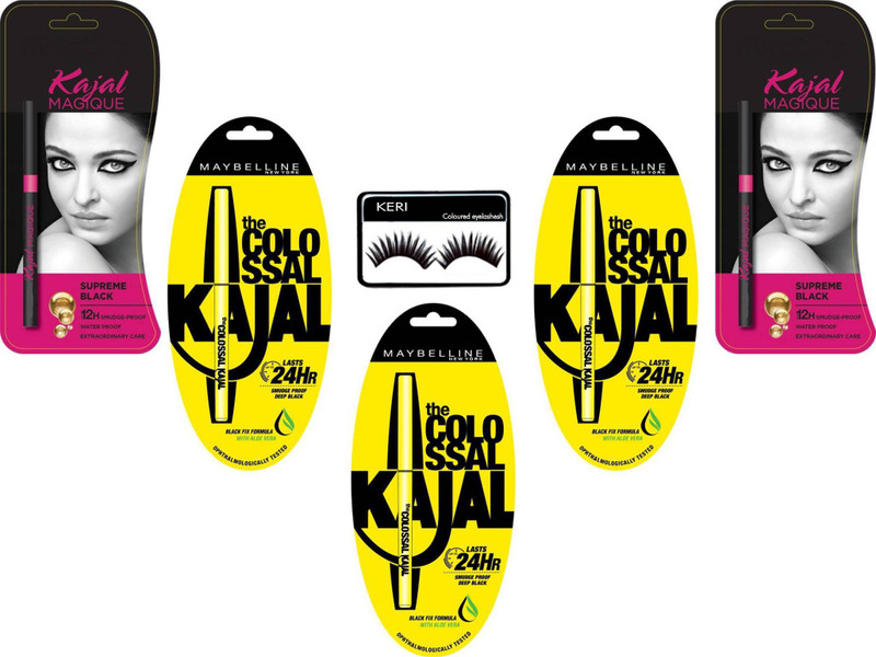 keri colo and lory kajal and eye lashesh(6 Items in the set)