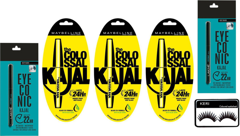 keri colo and iconic kajal and eye lashesh(6 Items in the set)