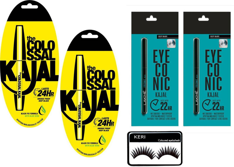 keri colo and iconic kajal and eye lashesh(5 Items in the set)