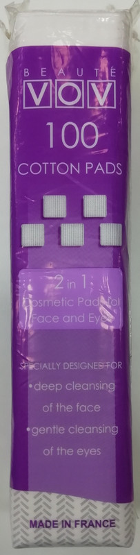 vov 100 COTTON PADS 2 in 1 for face ad eyes.(100 Units)