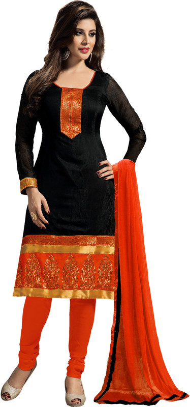 Women Latest Fancy Designer Salwar Suit Poly Chanderi Embroidered Salwar Suit Material(Semi Stitched)