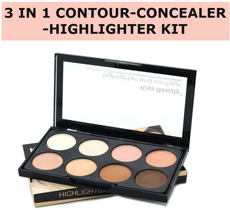 bagria Professional Makeup 3in1 Contour-Concealer-Highlighter Kit Highlighter(multicolour)