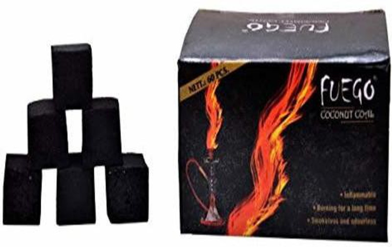 fuego Coconut Odorless Cube Shaped (500-GM) - 60 PCS Hookah Charcoals(Pack of 60)