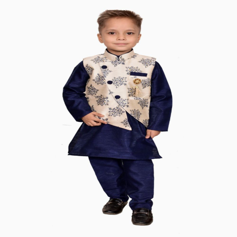 utrendz Boys Wedding Blazer, Shirt and Trouser Set(Blue Pack of 1)