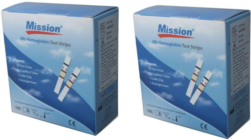 Mission HB (Hemoglobin) 50 Strips Ph Test Strip(4.5 - 25.6)