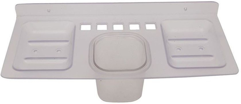 TOTAL HOME Plastic Deluxe Unbreakable 4 In 1 Soap with Tumbler, Multicolour(White)