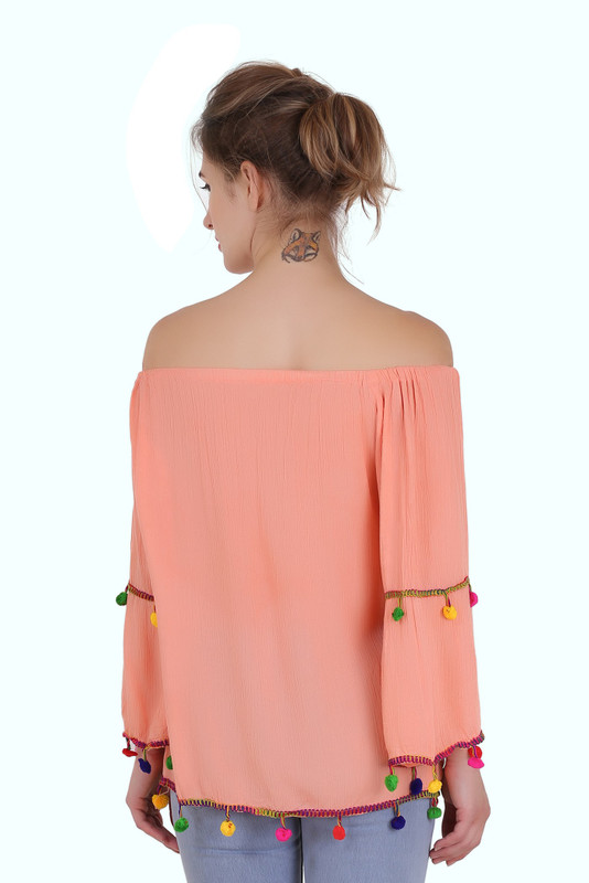 sreeya Casual Full Sleeve Self Design Women Orange Top
