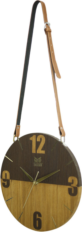 goobe Analog 2 cm X 32.5 cm Wall Clock(Brown, Without Glass)