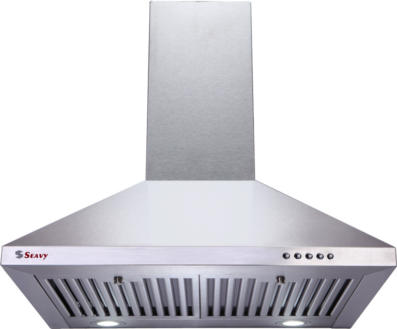 Seavy Acura Stainless Steel 60cm, 1100m3/hr Air Suction Wall Mounted Chimney(Silver 1100 CMH)