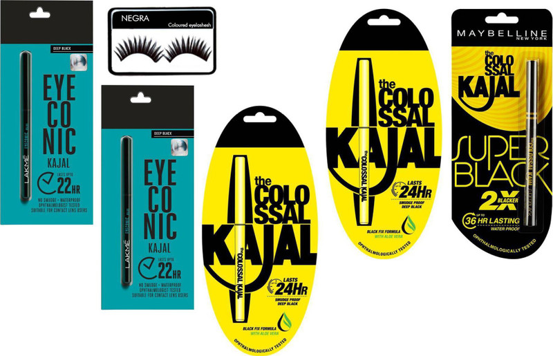 negra colo,iconic,sup kajal and eye lashesh(6 Items in the set)