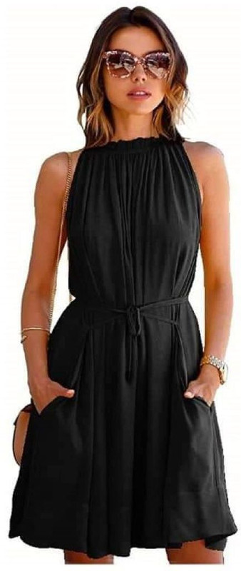 dpfashions Women Skater Black Dress