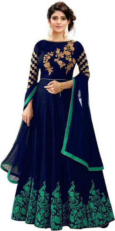 lexma fashion Embroidered Semi Stitched Lehenga, Choli and Dupatta Set(Blue, Green)