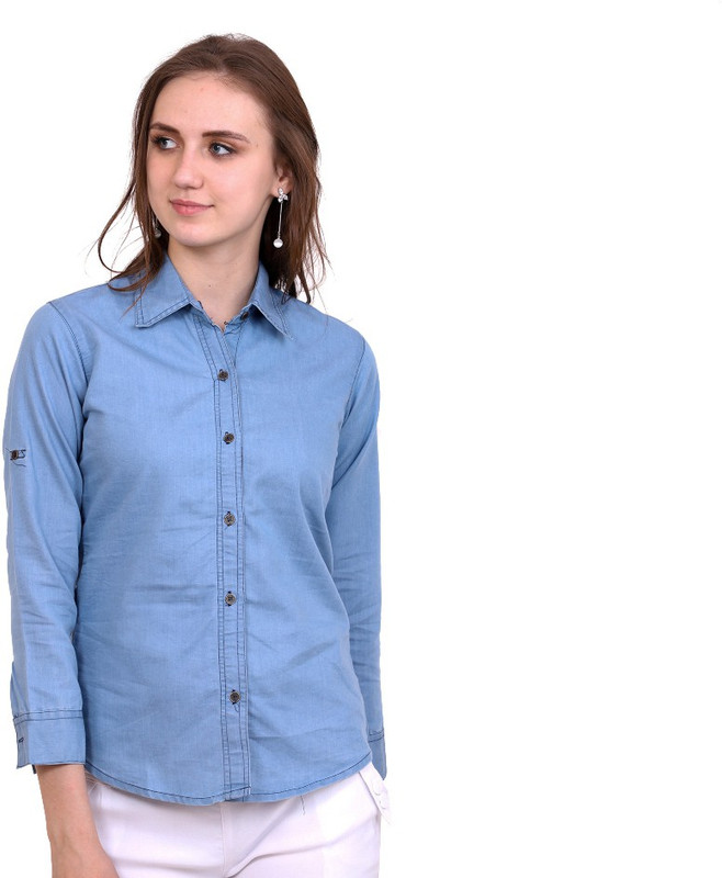 red craft Women Solid Casual Light Blue Shirt