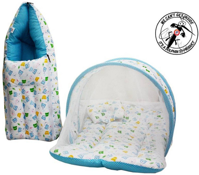 Dolphin52 BABY BED COMBO SET OF BABY CARRY BED AND BABY NET BED Sleeping Bag(Multicolor)