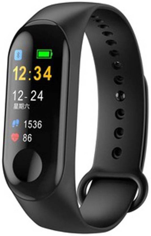 a2zmobi M3 Fitness Band Watch(BALCK Strap, Size : MEDIUM)